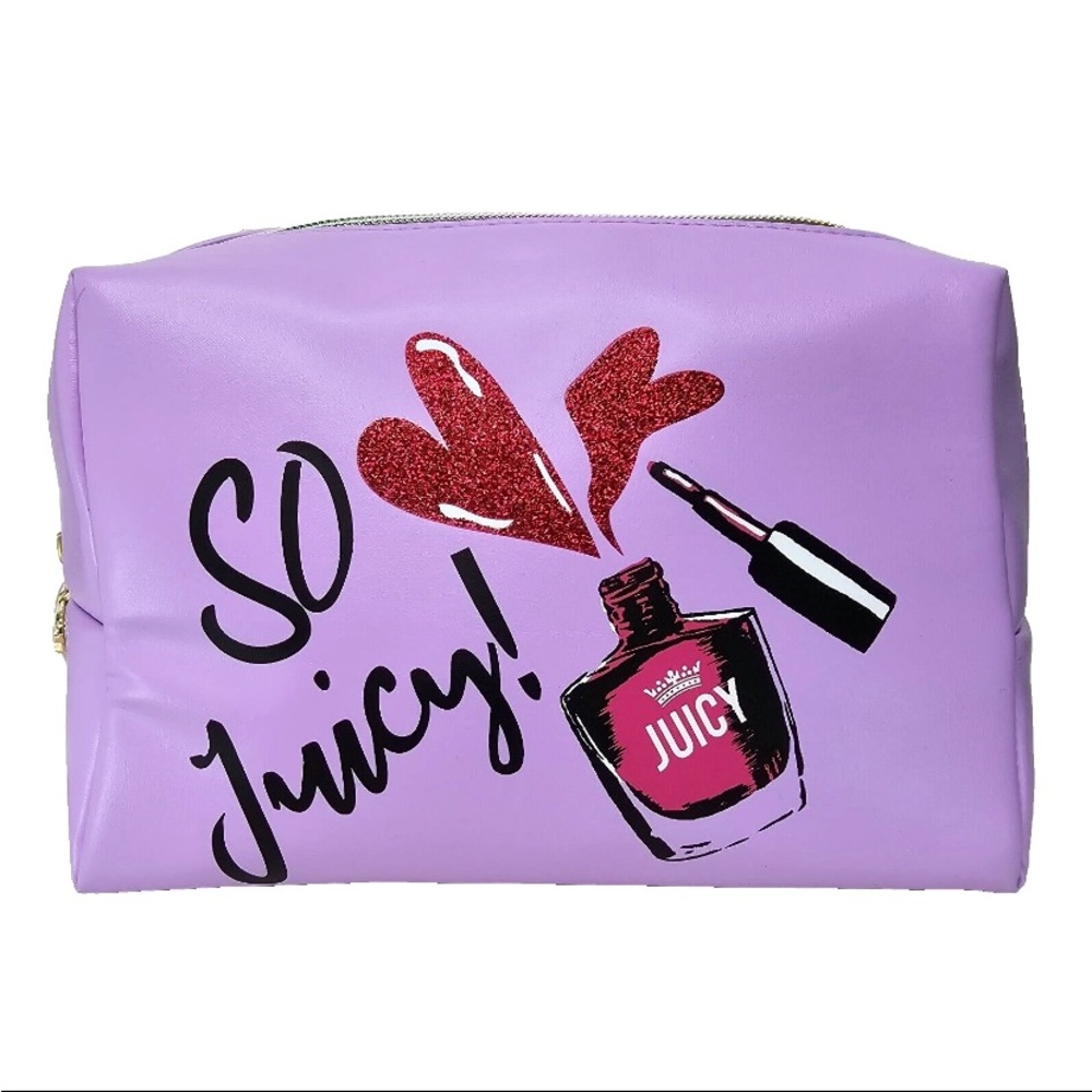 693 Juicy Couture Lavender Beauty Cosmetic Case with travel bottle